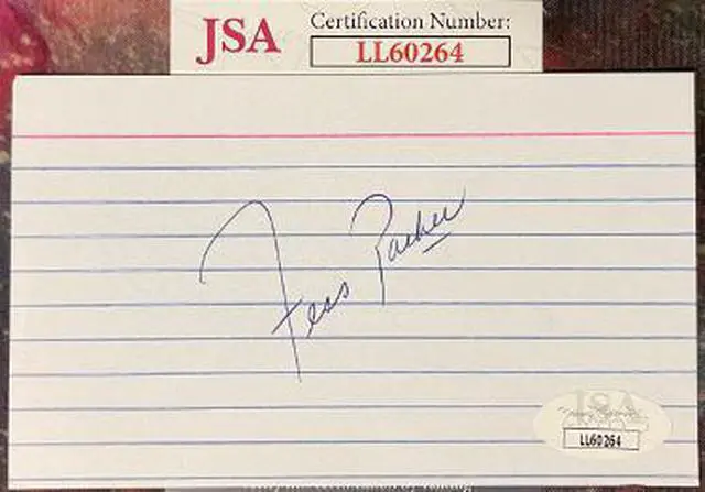 Main image of Fess Parker signed 3X5 Index Card- JSA #LL60264 (Daniel Boone/Davy Crockett)