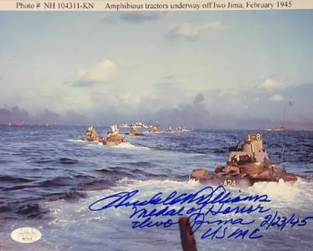 Main image of Hershel W. Williams signed WWII Vintage Color 8x10 Photo- JSA #SS17629- Medal of Honor Iwo Jima 2/23/45 USMC