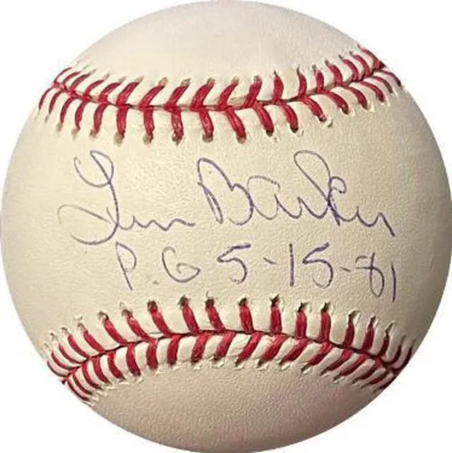 Main image of Len Barker signed Official Rawlings Major League Baseball w/ PG 5-15-81- Tristar Hologram (Indians/Rangers/Braves/Brewers)