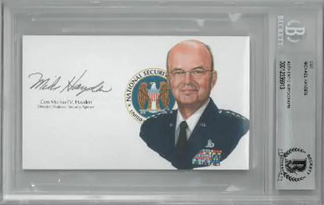 Main image of General Michael/Mike Hayden signed 5x3 cut signature w/ ImageBAS/Beckett Encapsulated (Director/National Security Agency/CIA)