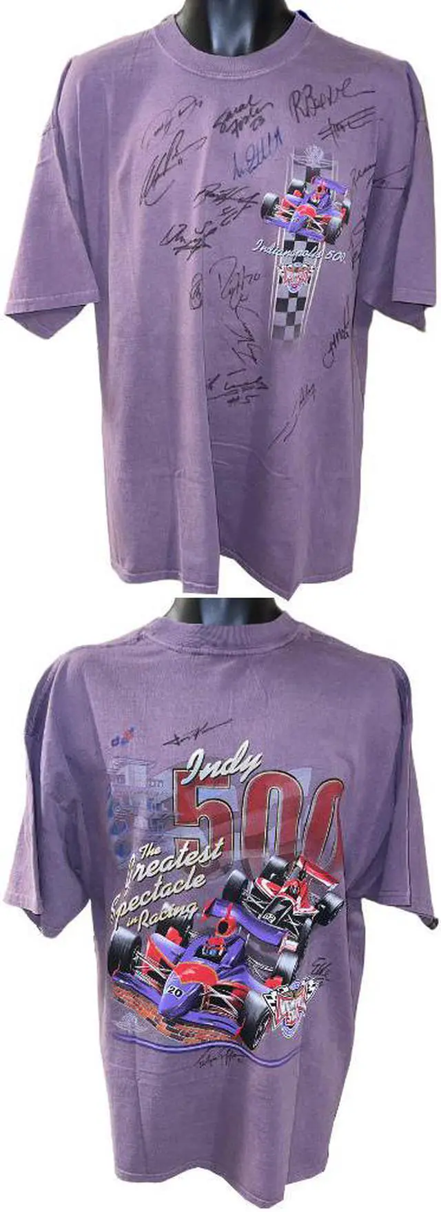 Main image of 2002 Indianapolis 500 Logo VIP T-Shirt signed/21 sigs JSA LOA Helio Castroneves/Feliepe Giaffrone/Sarah Fisher/Michael Andretti