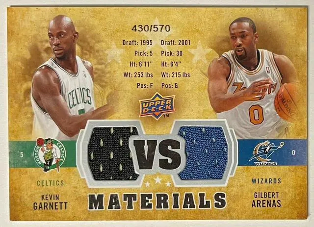 Main image of Kevin Garnett & Gilbert Arenas 2009-10 Upper Deck VS Materials Game Card #WC-OH- 430/570 (Celtics/Wizards)