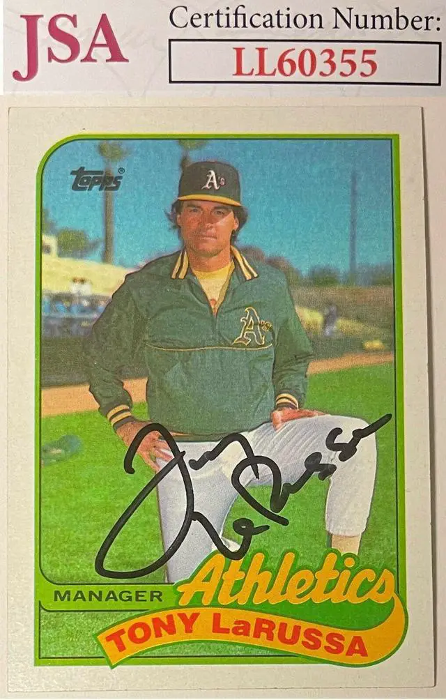 Main image of Tony LaRussa signed 1989 Topps Card #224- JSA #LL60355 (Oakland A's/On Card Auto)