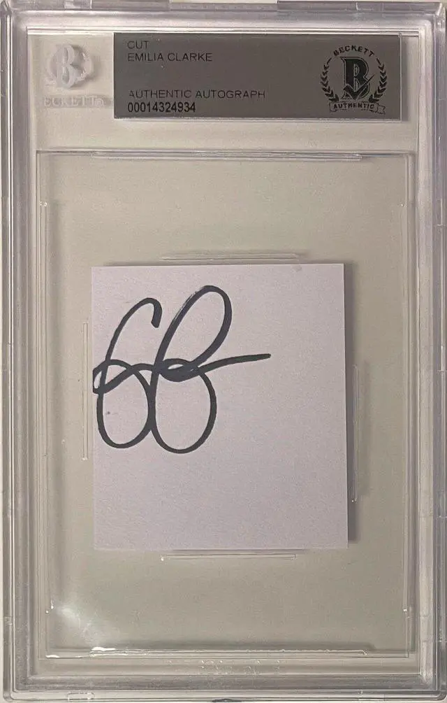 Main image of Emilia Clarke signed 2x2 Cut- Beckett/BAS Encapsulated (Game of Thrones/Solo: A Star Wars Story)