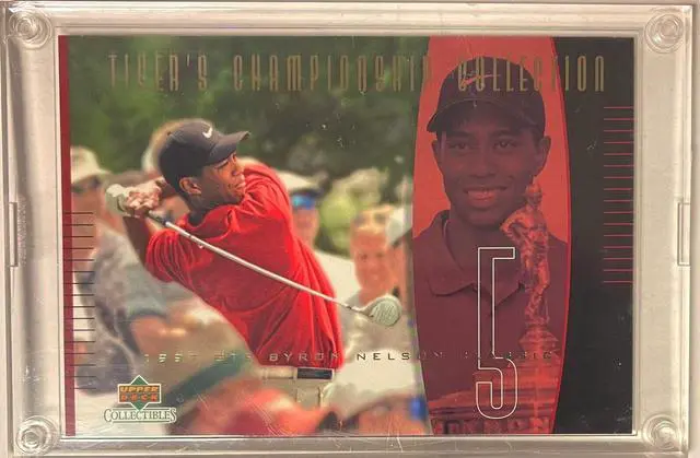 Main image of Tiger Woods 2001 Upper Deck Tiger's Championship Collection 3.5x5 PGA Golf Card #TCC5 -2434/3000 (1997 GTE Byron Nelson Classic)
