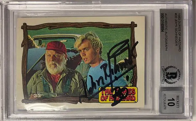Main image of John Schneider signed 1983 Dukes of Hazzard Trading Card #35 w/ Bo- BAS/Beckett Graded 10 Autograph