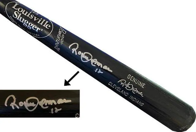 Main image of Roberto Alomar signed Louisville Slugger 125 Genuine Player Model Black Bat #12- JSA #AC92242 (Cleveland Indians Engraved)