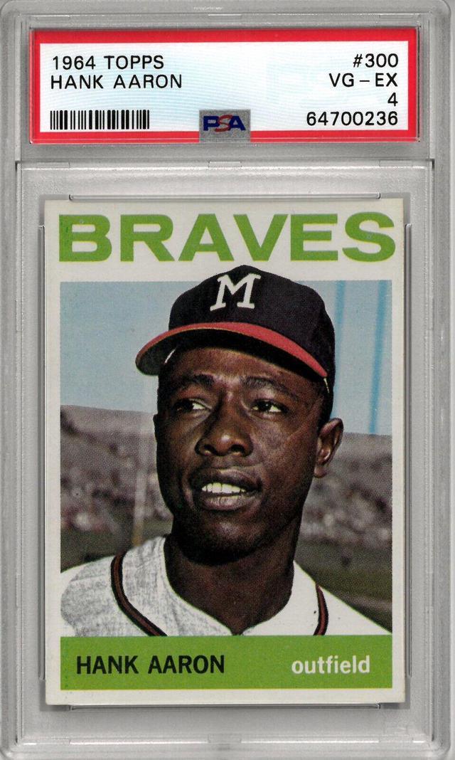 Main image of Hank Aaron 1964 Topps Baseball Card #300- PSA Graded 4 VG-EX (Milwaukee Braves)