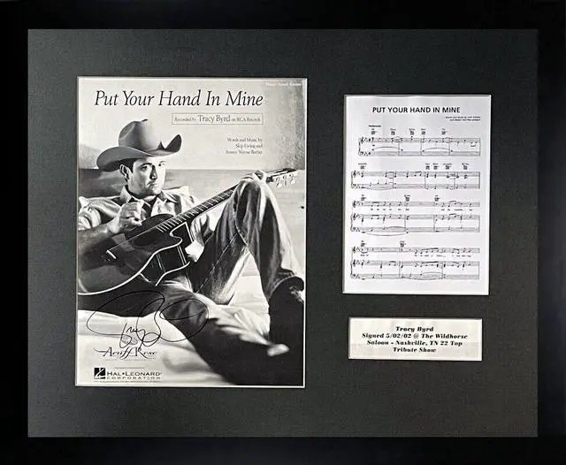 Main image of Tracy  Byrd signed 1999 Put Your Hand In Mine Original Sheet Music/Lyrics Custom Framing (22x18)-COA