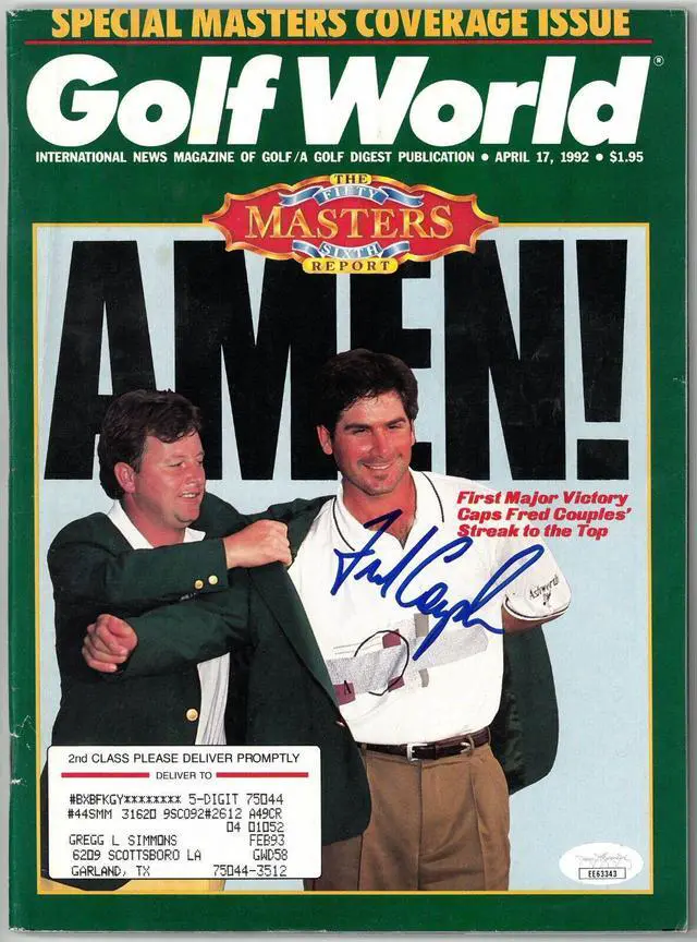 Main image of Fred Couples signed Golf World Full Magazine 4/17/1992- JSA #EE63343 (Masters @ Augusta)
