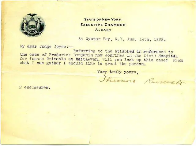 Main image of Theodore Roosevelt signed 1889 State Of New York Executive Chamber Albany typed Letter- JSA LOA (Very Rare/26th POTUS)