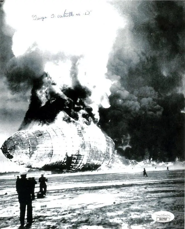 Main image of George Whittle M.D. signed 1937 Hindenburg Disaster Witness B&W Vintage 8x10 Photo- JSA #SS17707