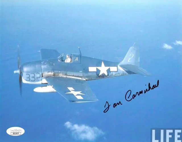 Main image of Dan Carmichael signed WWII Navy Ace Pilot Vintage B&W 8x10 Photo- JSA #SS17677- Silver Star/VF-2/13 Victories