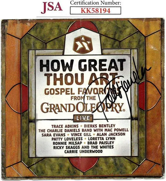 Main image of Charlie Daniels/Ricky Skaggs & Patty Loveless triple signed 2008 How Great Thou Art Gospel Favorites CD Booklet Cover wear- JSA