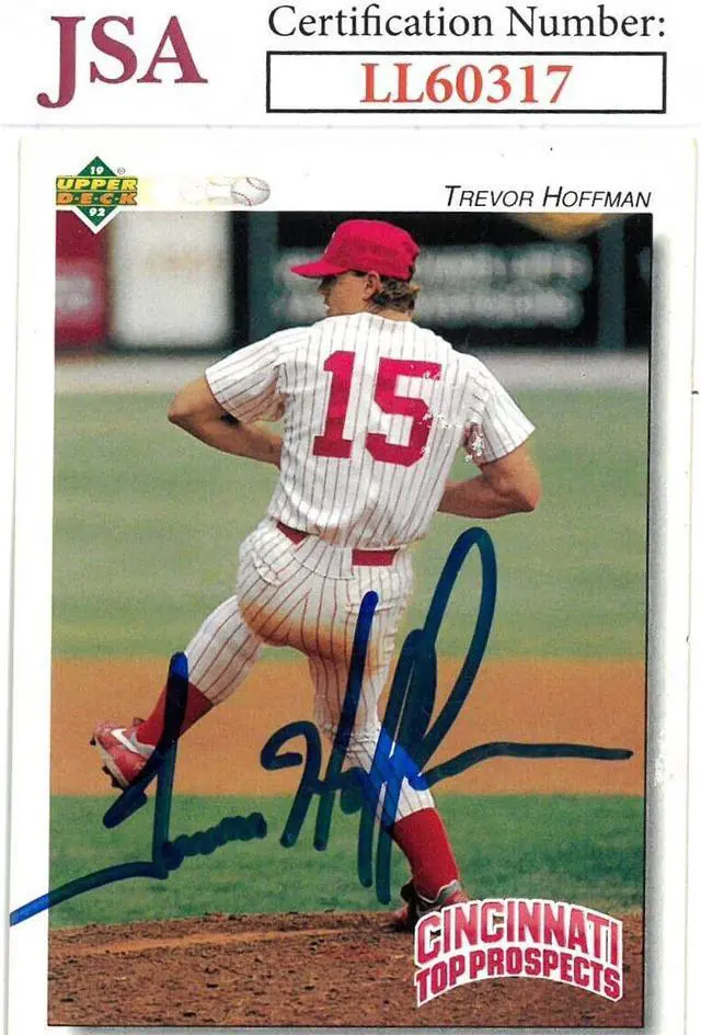Main image of Trevor Hoffman signed 1992 Upper Deck Minor League Rookie Card (RC) #105- JSA #LL60317 (On Card Auto/Chatanooga Lookouts)