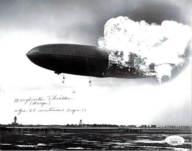 Main image of Margherita/Marge Thielke signed B&W Vintage 8x10 Photo- JSA #AC92770- Age 89 Witness age 11 (1937 Hindenburg Disaster)