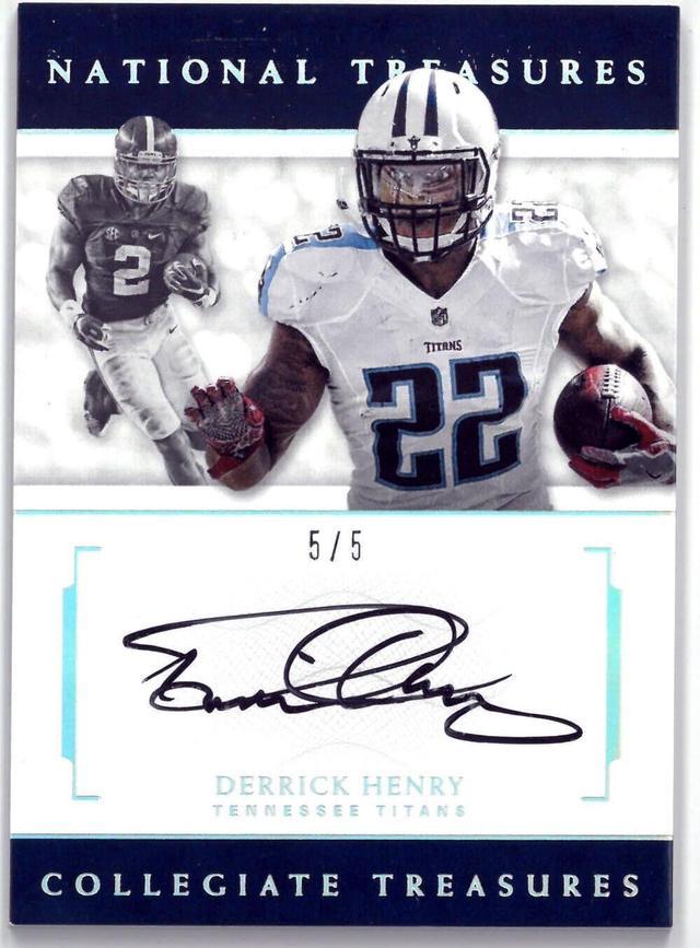 Derrick Henry signed 2016 Panini National Treasures Collegiate Platinum  Rookie Card (RC) #4- 5/5 (Alabama/Titans) 