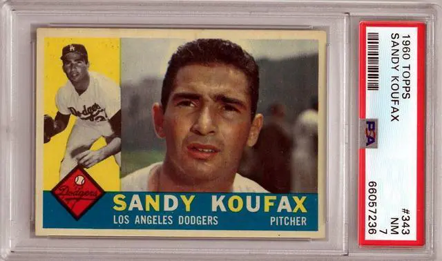 Main image of Sandy Koufax 1960 Topps Baseball Card #343- PSA Graded 7 NM (Los Angeles Dodgers)