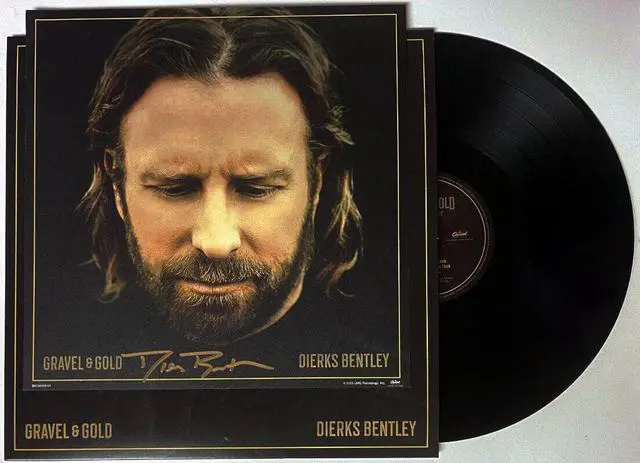 Main image of Dierks Bentley signed 2023 Gravel And Gold 11x11 Art Card/Album Cover/LP/Vinyl Record- COA