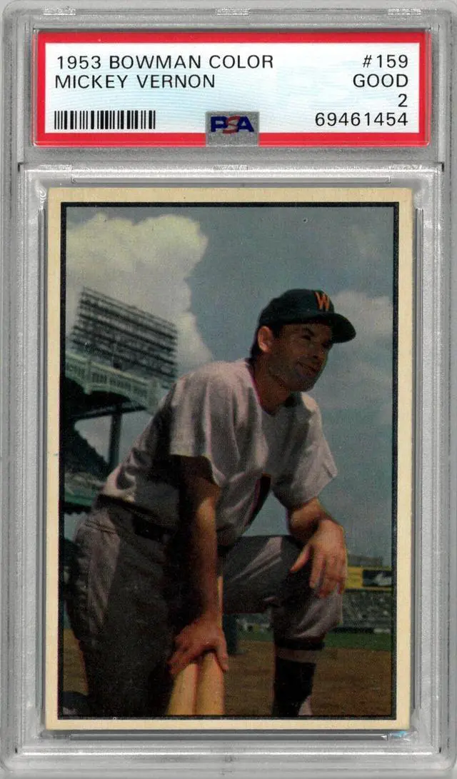 Main image of Mickey Vernon 1953 Bowman Color Baseball Card #159- PSA Graded 2 Good (Washington Senators)