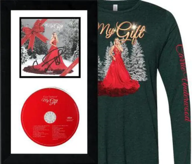 Main image of Carrie Underwood signed 2021 My Gift 3x4 Art Card- JSA- Special Edition Boxed Set/CD/T-Shirt (XL)
