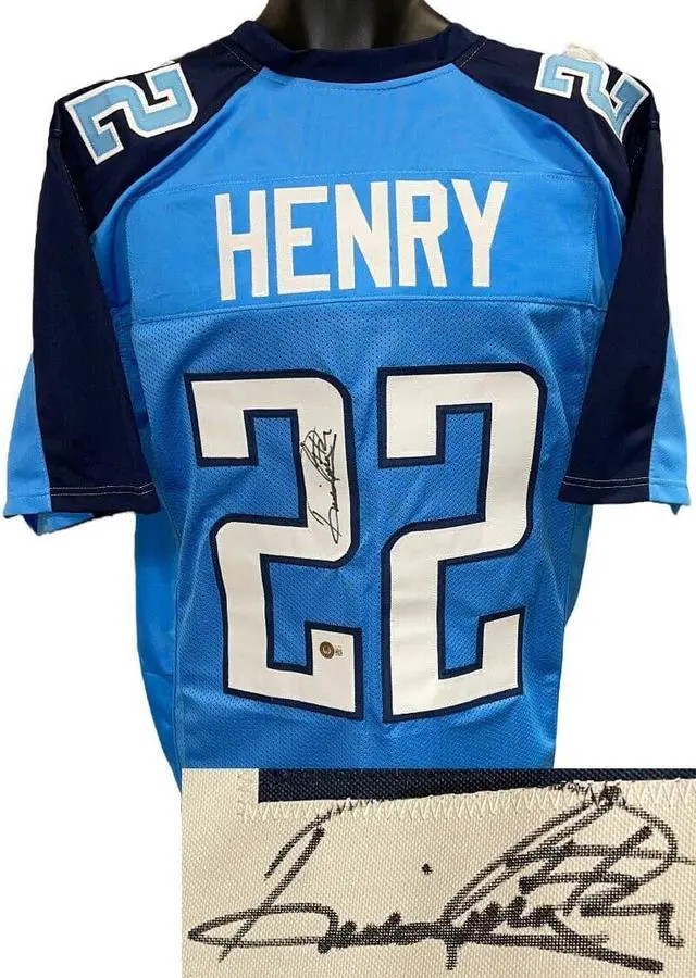 Main image of Derrick Henry signed Tennessee 2016-17 TB Light Blue Custom Stitched Pro Style Football Jersey #22 XL- Beckett Witnessed