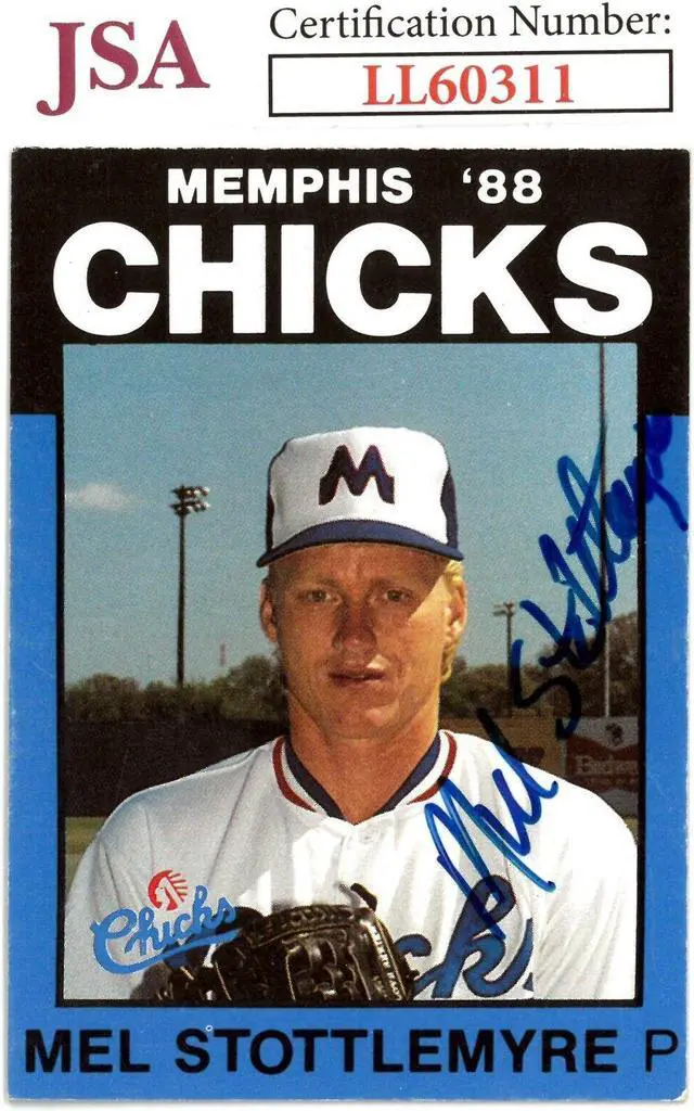 Main image of Mel Stottlemyre signed 1988 Best Cards Rookie On Card Auto #1- JSA #LL60311 (Memphis Chicks)