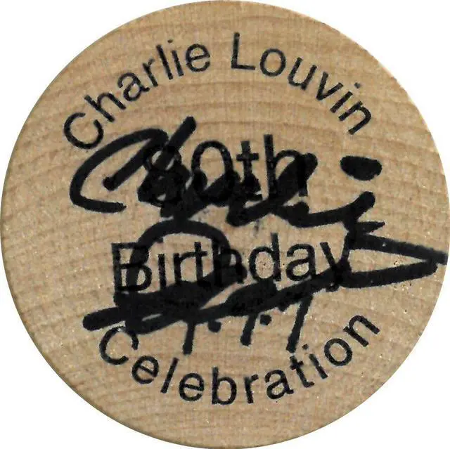 Main image of Charlie Louvin signed 2007 80th Birthday Celebration Wooden Nickel 1.5" Promo Coin- JSA #KK58039