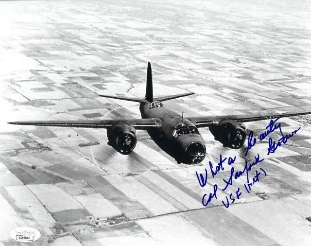 Main image of Col. Sanford "Sandy" Graves signed WWII Vintage USAF 8x10 Photo- JSA #AC92832- 451st Bomber Squadron