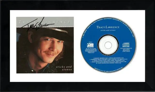 Main image of Tracy Lawrence signed 1991 Sticks and Stones Album Cover Booklet w/ CD 6.5x12 Custom Framing- JSA #GG08235