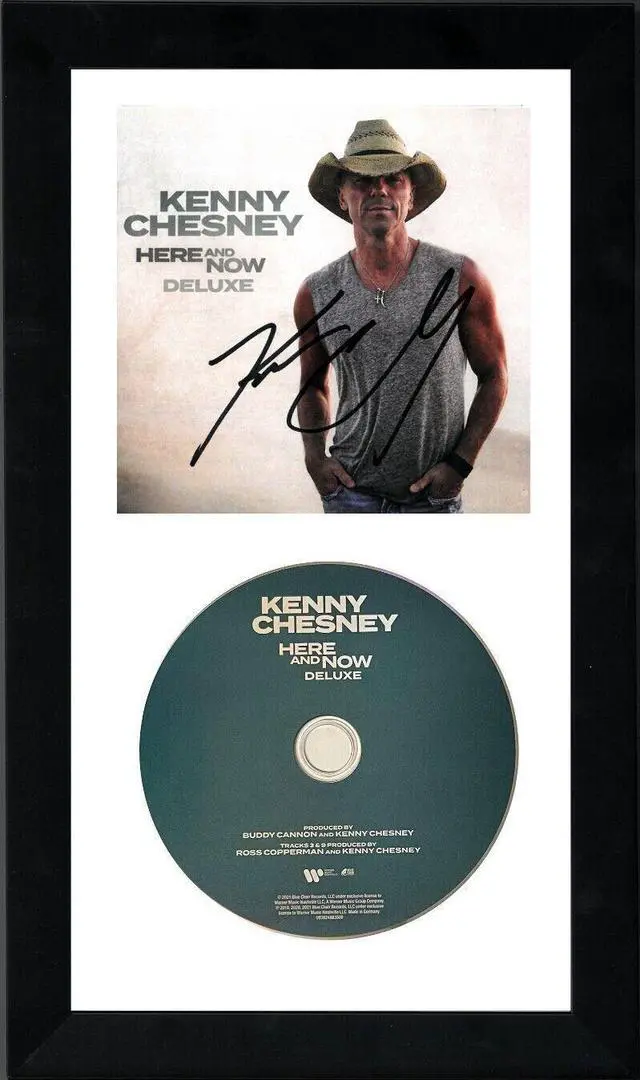 Main image of Kenny Chesney signed 2020 "Here and Now" Deluxe CD Cover w/ CD 6.5x12 Custom Framing- JSA #SS17748