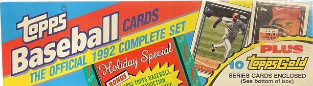Main image of 1992 Topps Baseball Card Complete Factory Sealed Holiday Set- 792 Cards/10 Topps Gold/9 1993 Bonus Cards- NEW