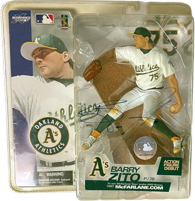 Main image of Barry Zito signed 2003 Oakland A's MLB McFarlane Sports Picks Action Figure Original Packaging Series 7- JSA #EE60327