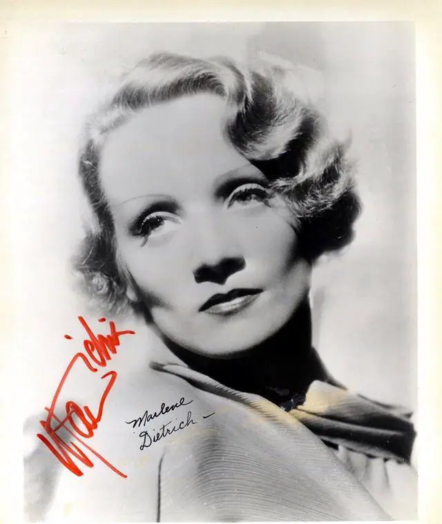 Main image of Marlene Dietrich signed B&W Vintage 8x10 Photo imperfect- JSA #M43116 (Hollywood Film Legend)