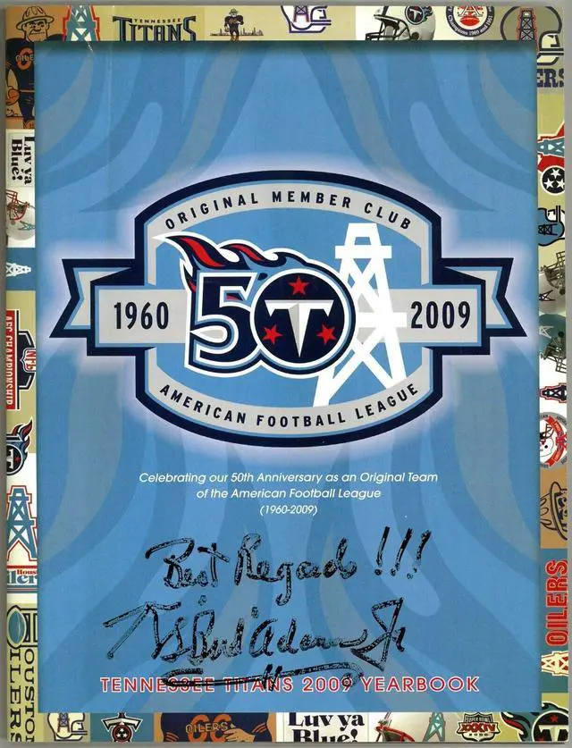 Main image of K. S. "Bud" Adams Jr Hand Signed 2009 Tennessee Titans 50TH Anniversary (1960-2009) Yearbook Beckett (Houston Oilers)