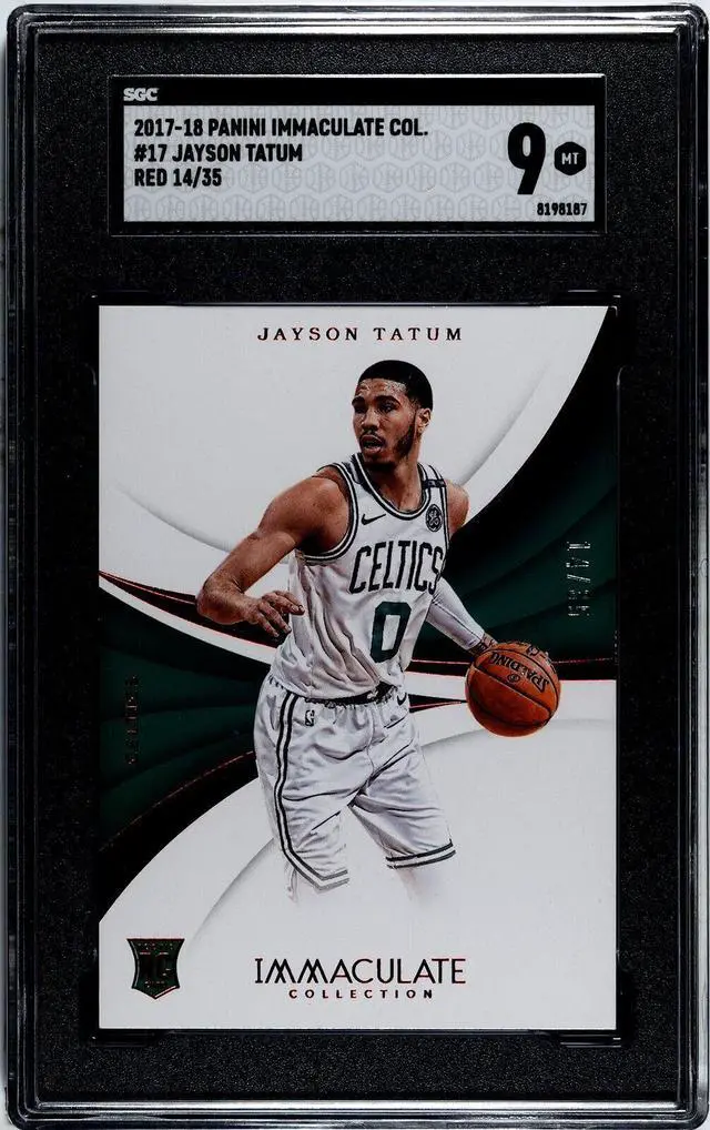 Main image of Jayson Tatum 2017-18 Panini Immaculate Collection Red Foil Rookie Card (RC) #17- /35- SGC Graded 9 MT (Boston Celtics)