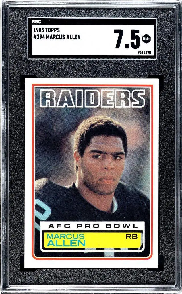 Main image of Marcus Allen 1983 Topps Rookie Card (RC) #294- SGC Graded 7.5 NM+ (Los Angeles Raiders)
