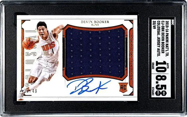 Main image of Devin Booker signed 2015-16 Panini National Treasures RPA Rookie On Card Auto/Patch #CJ-DBR- /49- SGC Graded 8.5 NM-MT+/Auto 10