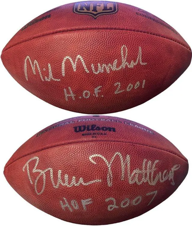 Main image of Bruce Matthews & Mike Munchak dual signed Official NFL New Duke Football w/ HOF- PSA #2N73539 (Oilers/Titans)