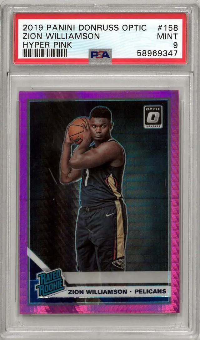 Zion Williamson 2019-20 Panini Donruss Optic Hyper Pink Rookie Card (RC) #158- PSA Graded 9 Mint (New Orleans Pelicans)