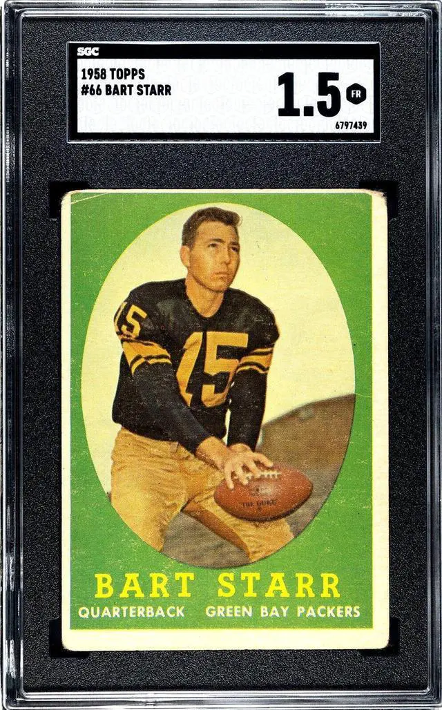 Main image of Bart Starr 1958 Topps Card #66- SGC Graded 1.5 FR (2nd Year/Green Bay Packers)