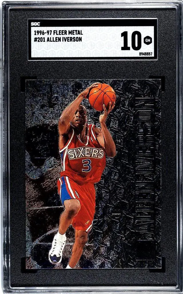 Main image of Allen Iverson 1996-97 Fleer Metal Rookie Card (RC) #201- SGC Graded 10 Gem Mint (Philadelphia 76ers)