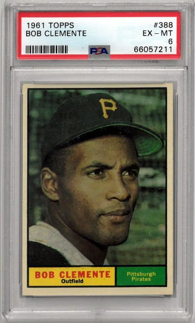 Main image of Roberto/Bob Clemente 1961 Topps Baseball Card #388- PSA Graded 6 EX-MT (Pittsburgh Pirates)