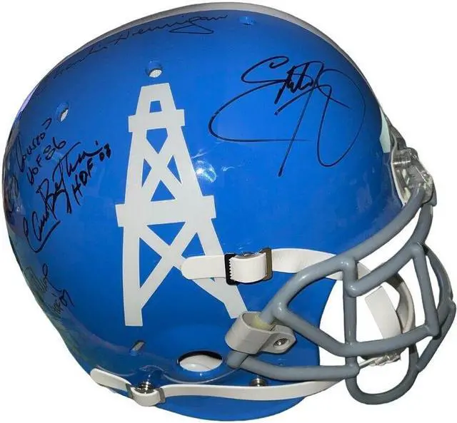 Main image of Houston Oilers signed OFC Riddell NFL TB Helmet 7 Legends sigs George Blanda/Bruce Matthews/Eddie George/Elvin Bethea PSA