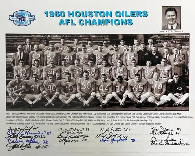 Main image of 1960 Houston Oilers AFL Champions 16x20 Team Signed Photo-16 Sigs BECKETT- Groman/Jamison/Allen/Johnson/Lanphear/Hennigan