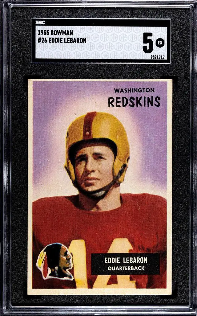 Main image of Eddie LeBaron 1955 Bowman Card #26- SGC Graded 5 EX (Washington Commanders)