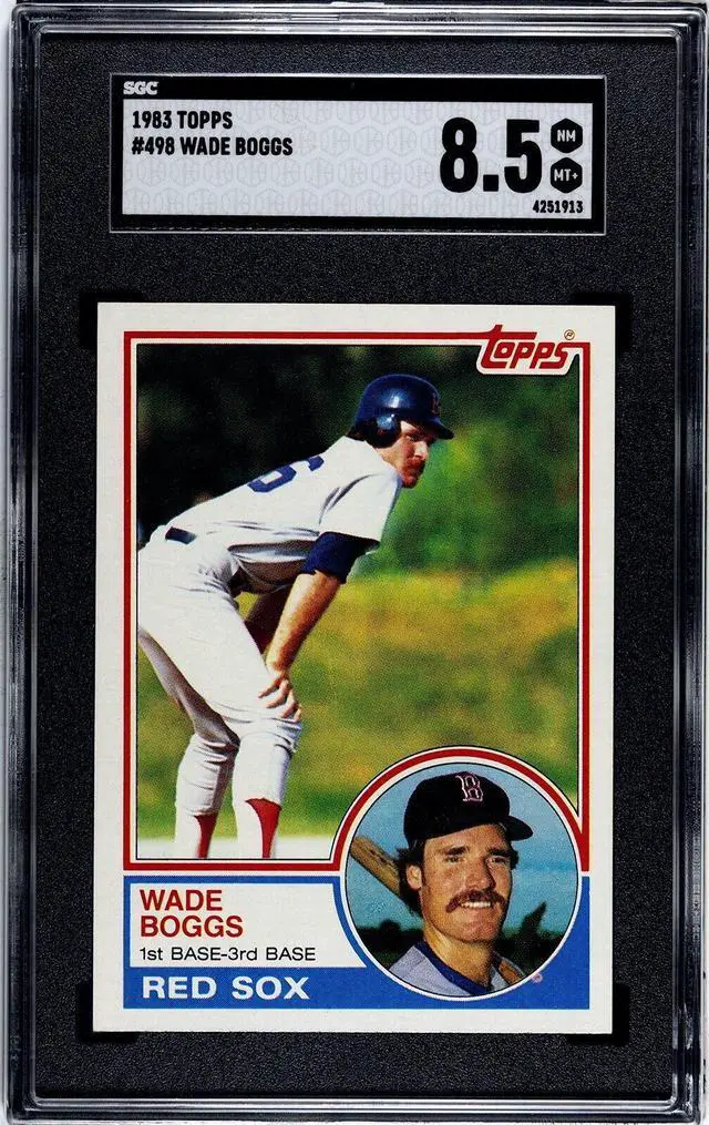 Main image of Wade Boggs 1983 Topps Baseball Rookie Card (RC) #498- SGC Graded 8.5 NM-MT+ (Boston Red Sox)