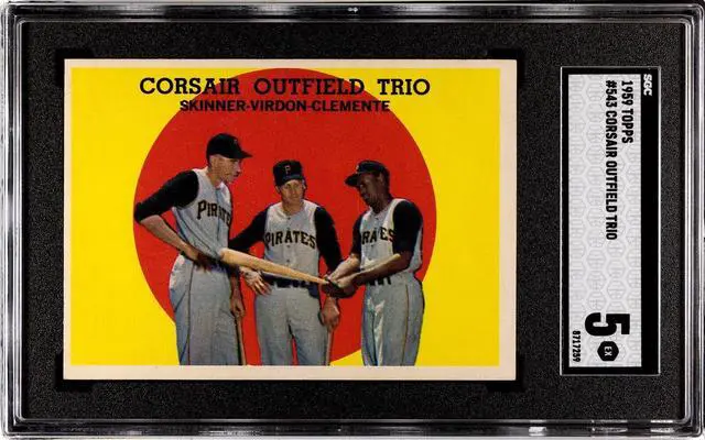 Main image of Bob/Roberto Clemente 1959 Topps Corsair Outfield Trio Card #543- SGC Graded 5 EX (Pittsburgh Pirates/Bob Skinner/Bill Virdon)