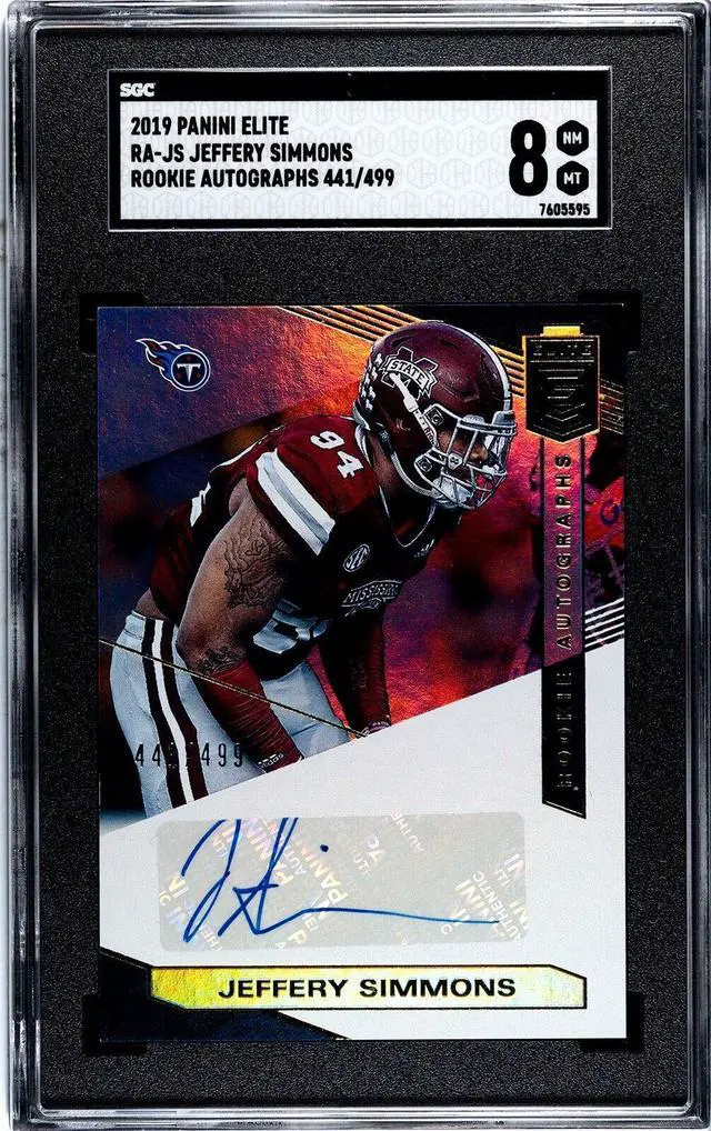 Main image of Jeffery Simmons signed 2019 Panini Elite Rookie Autographs Card #RA-JS- /499- SGC Graded 8 NM-MT (Mississippi State/Titans)