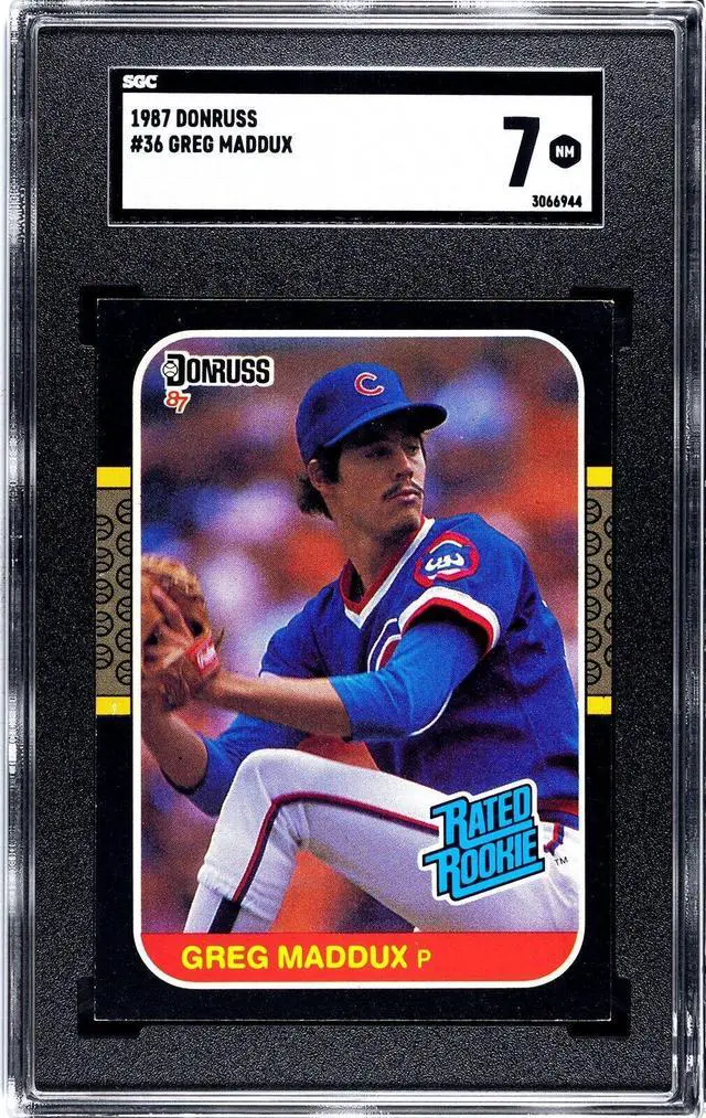 Main image of Greg Maddux 1987 Donruss Baseball Rookie Card (RC) #36- SGC Graded 7 NM (Chicago Cubs)